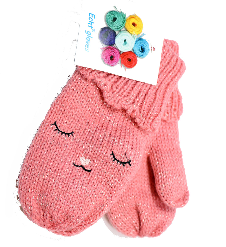Dětské pletené palcové rukavice C034 Barva: Růžová