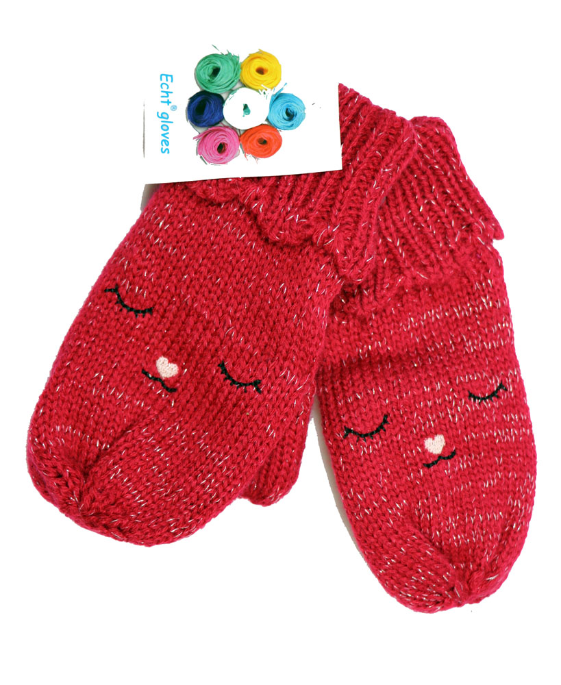 Dětské pletené palcové rukavice C034 Barva: Červená