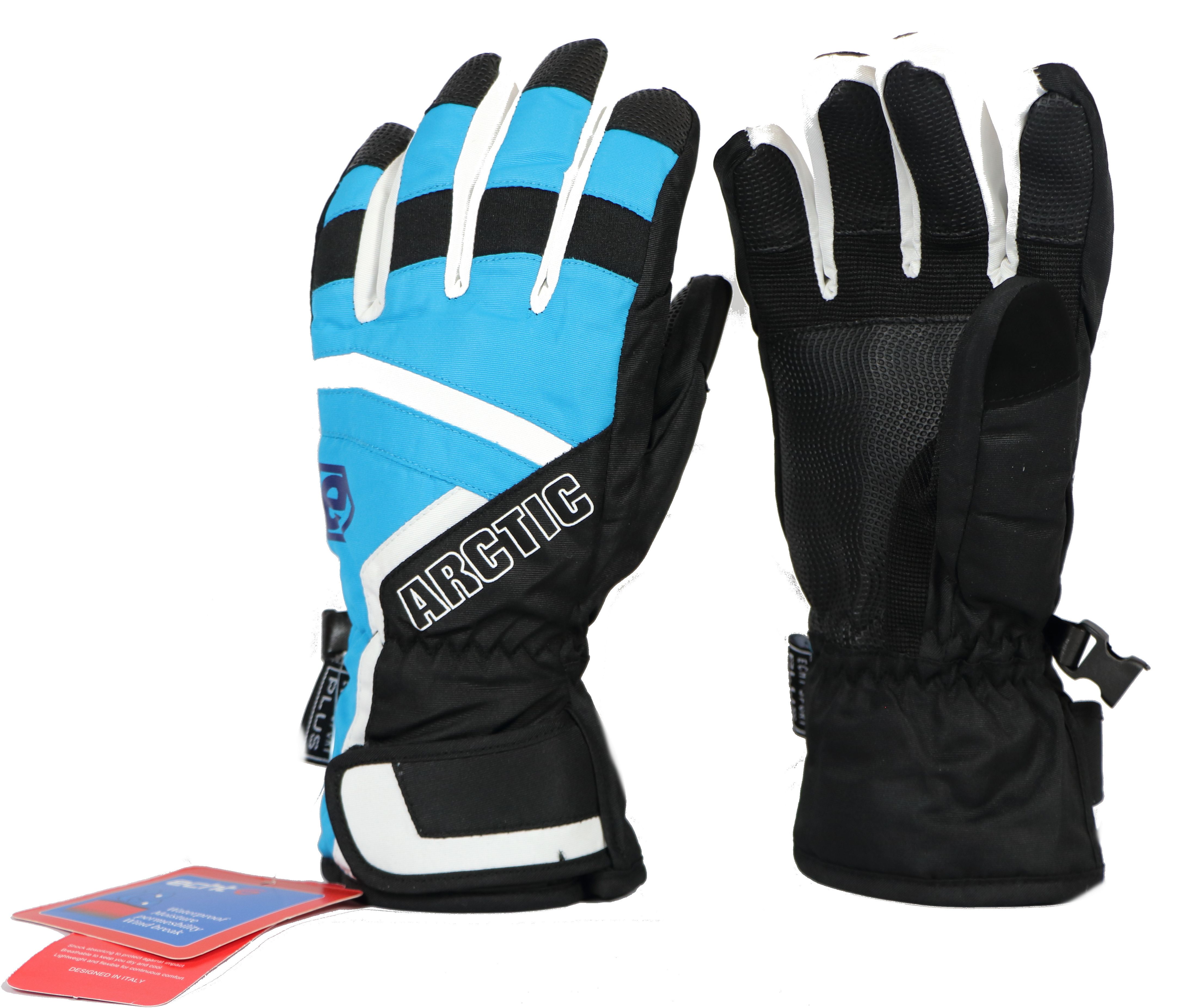 Dětské lyžařské rukavice C061-1 Barva: tyrkysově-černá, Velikost: S