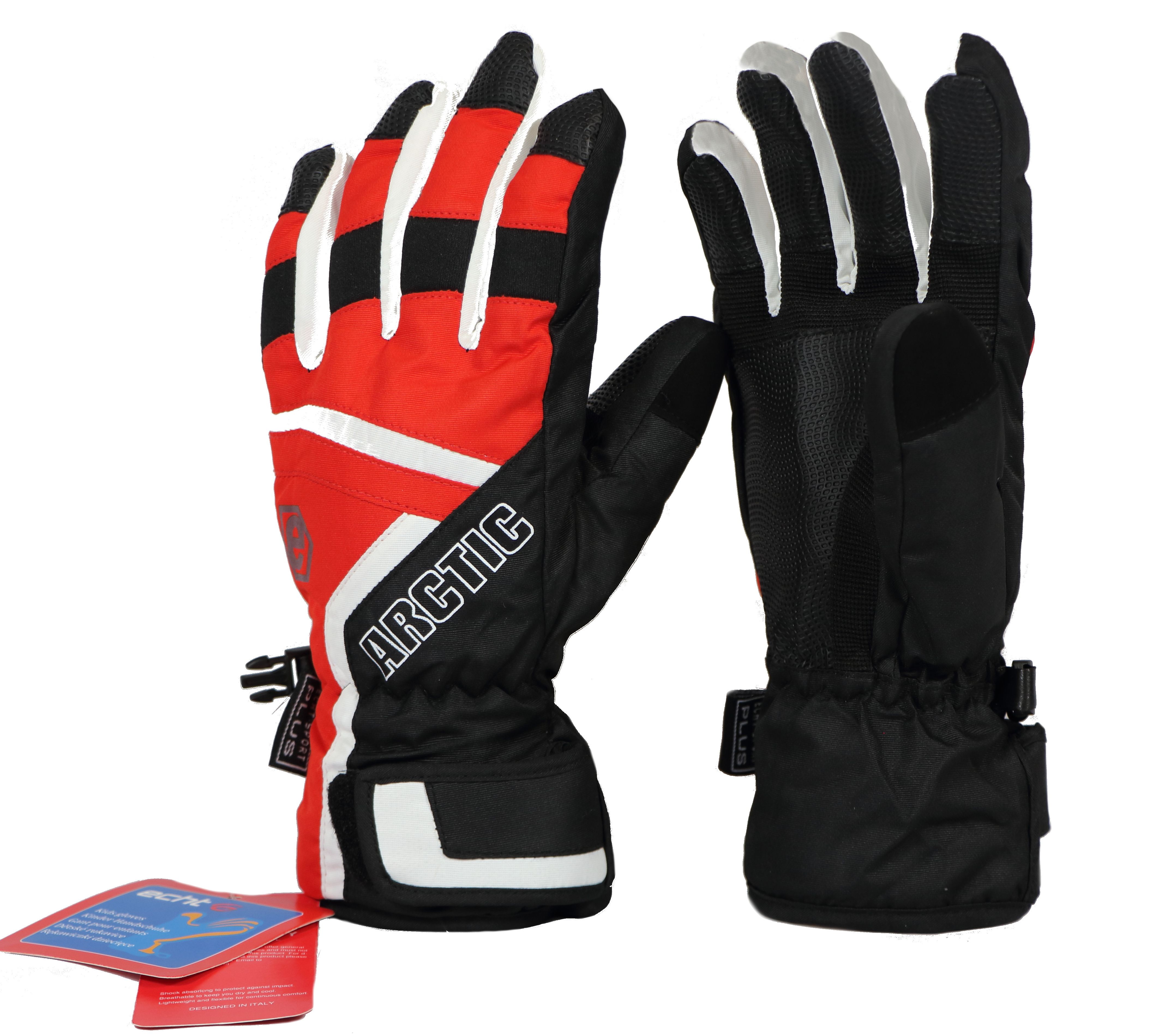Dětské lyžařské rukavice C061-1 Barva: červeno-černá, Velikost: S