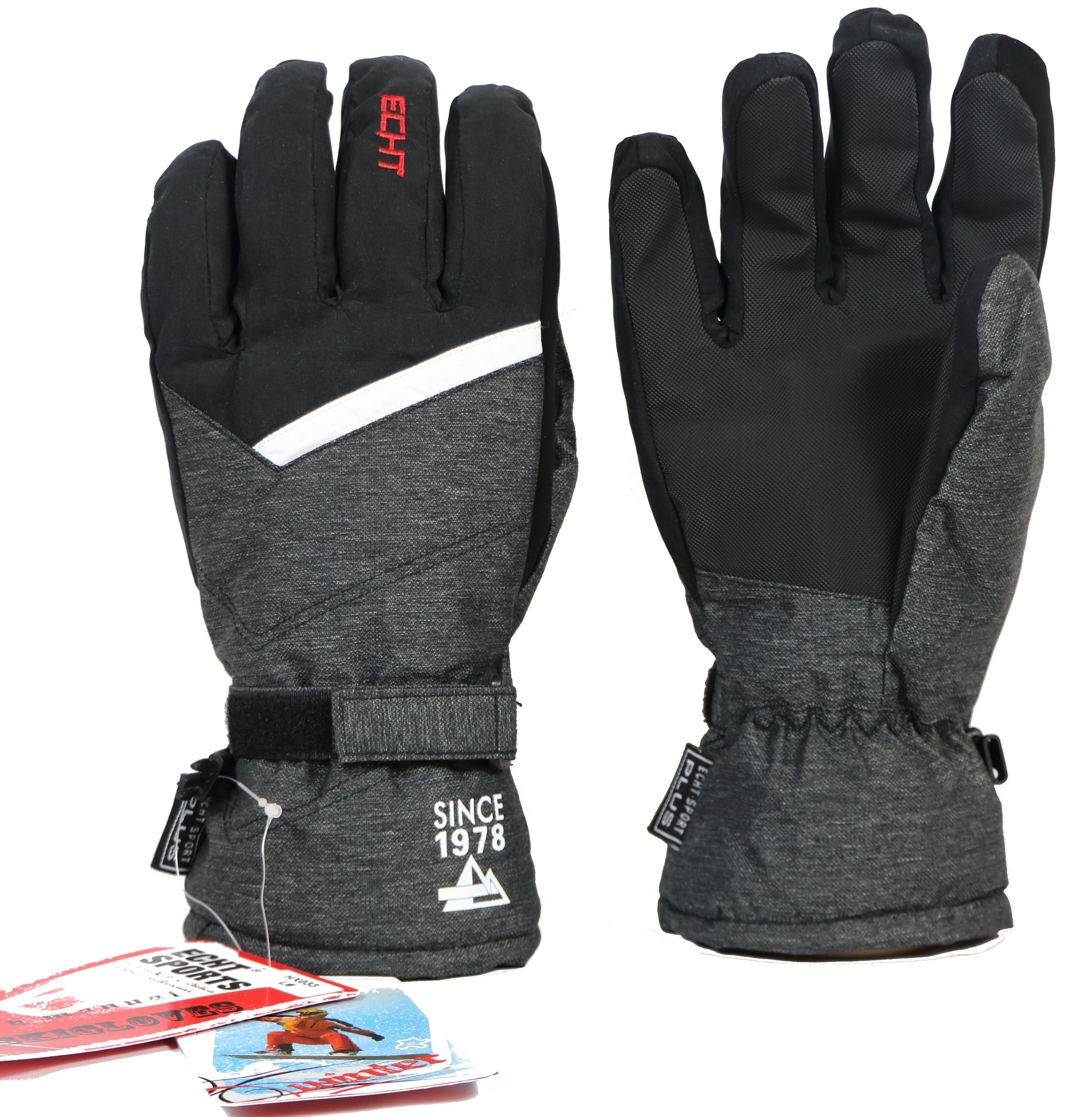 Pánské lyžařské rukavice HX033 šedé s bílým pruhem Velikost: XL