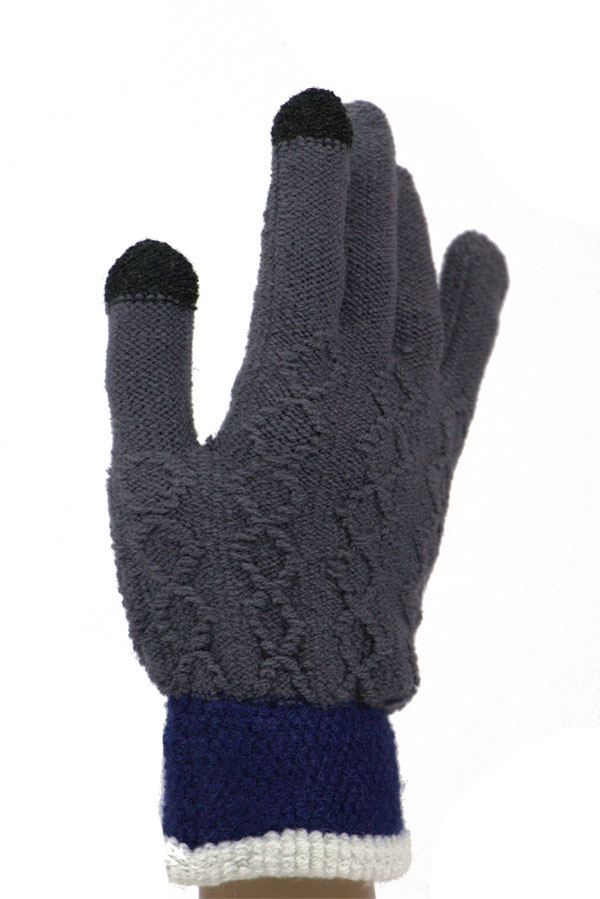 Dámské dotykové pletené rukavice JKB-123 šedo-modrá Barva: šedá