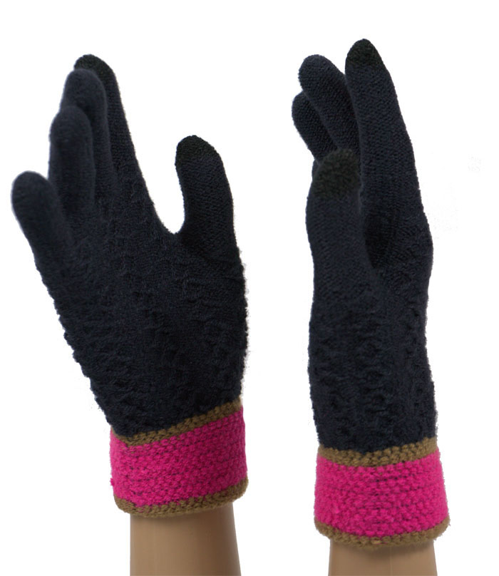 Dámské dotykové pletené rukavice JKB-124 Barva: Modrá