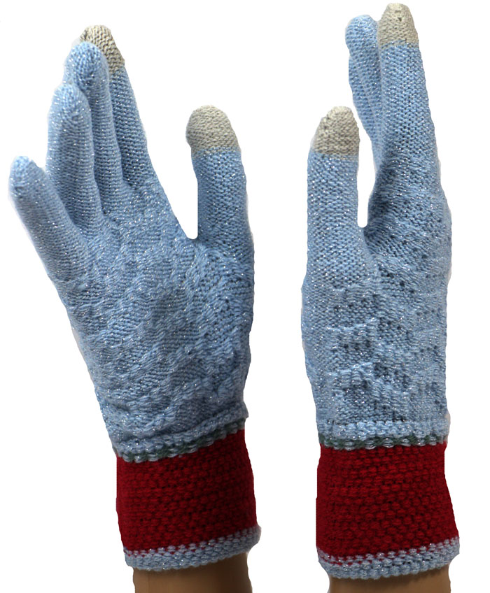 Dámské dotykové pletené rukavice JKB-124 Barva: světle modrá