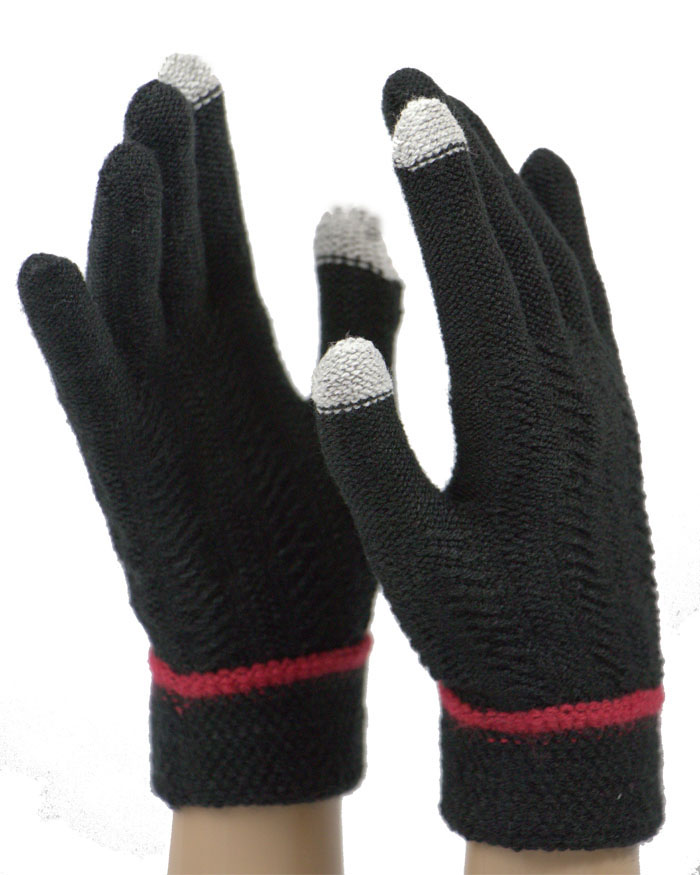 Dámské dotykové pletené rukavice JKB-124 Barva: Černa