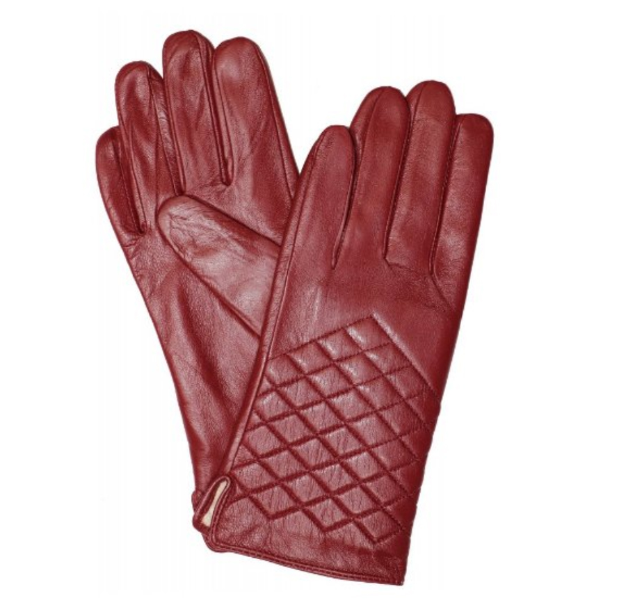 Dámské kožené rukavice B009 vínová Barva: vínová, Velikost: XL