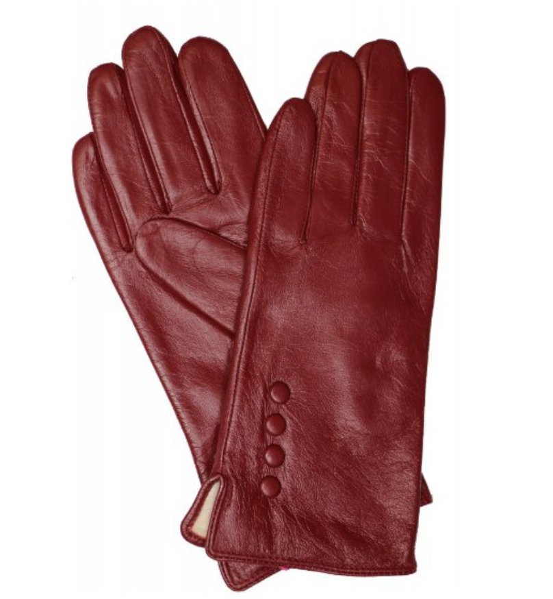 Dámské kožené rukavice B030 vínová Barva: vínová, Velikost: XL