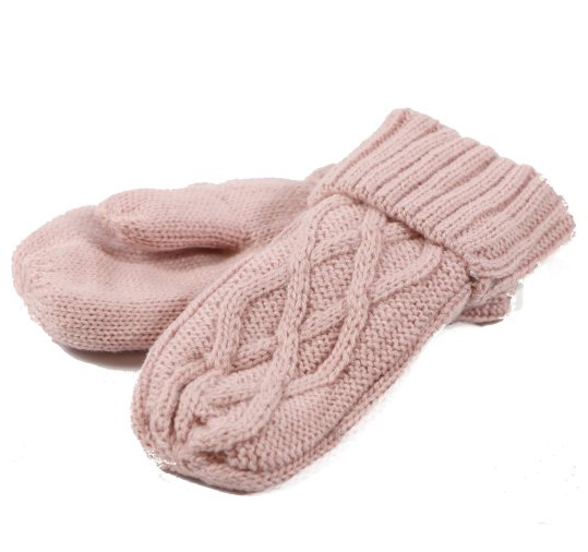 Dětské pletené palcové rukavice C033 světle růžová