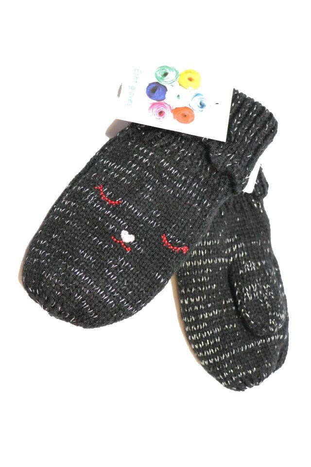 Dětské pletené palcové rukavice C034 černá