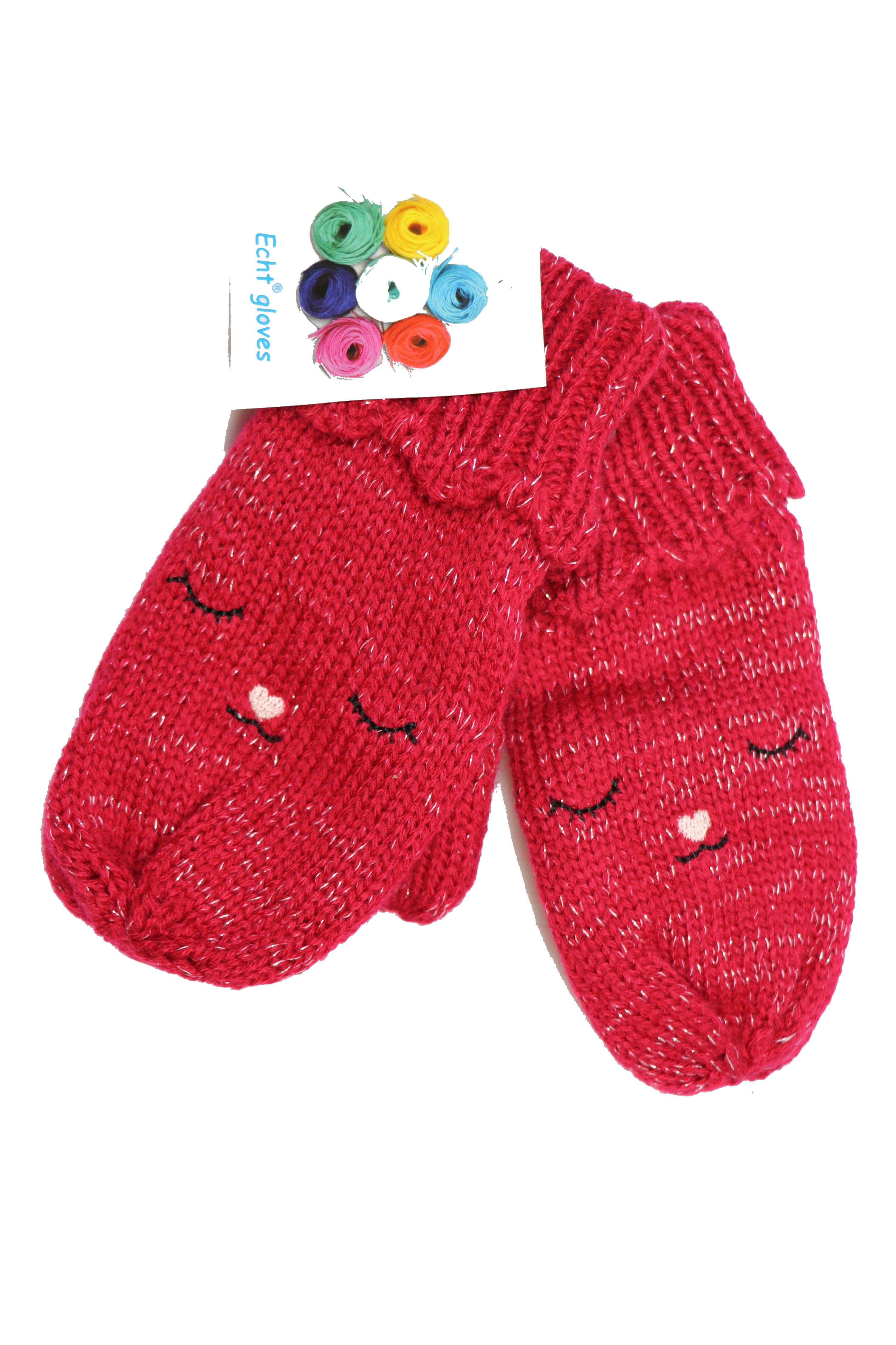 Dětské pletené palcové rukavice C034 červená