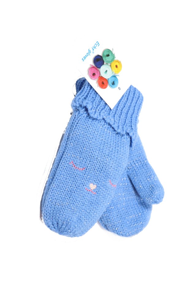 Dětské pletené palcové rukavice C034 modrá