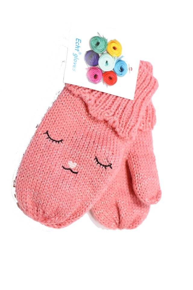 Dětské pletené palcové rukavice C034 růžová