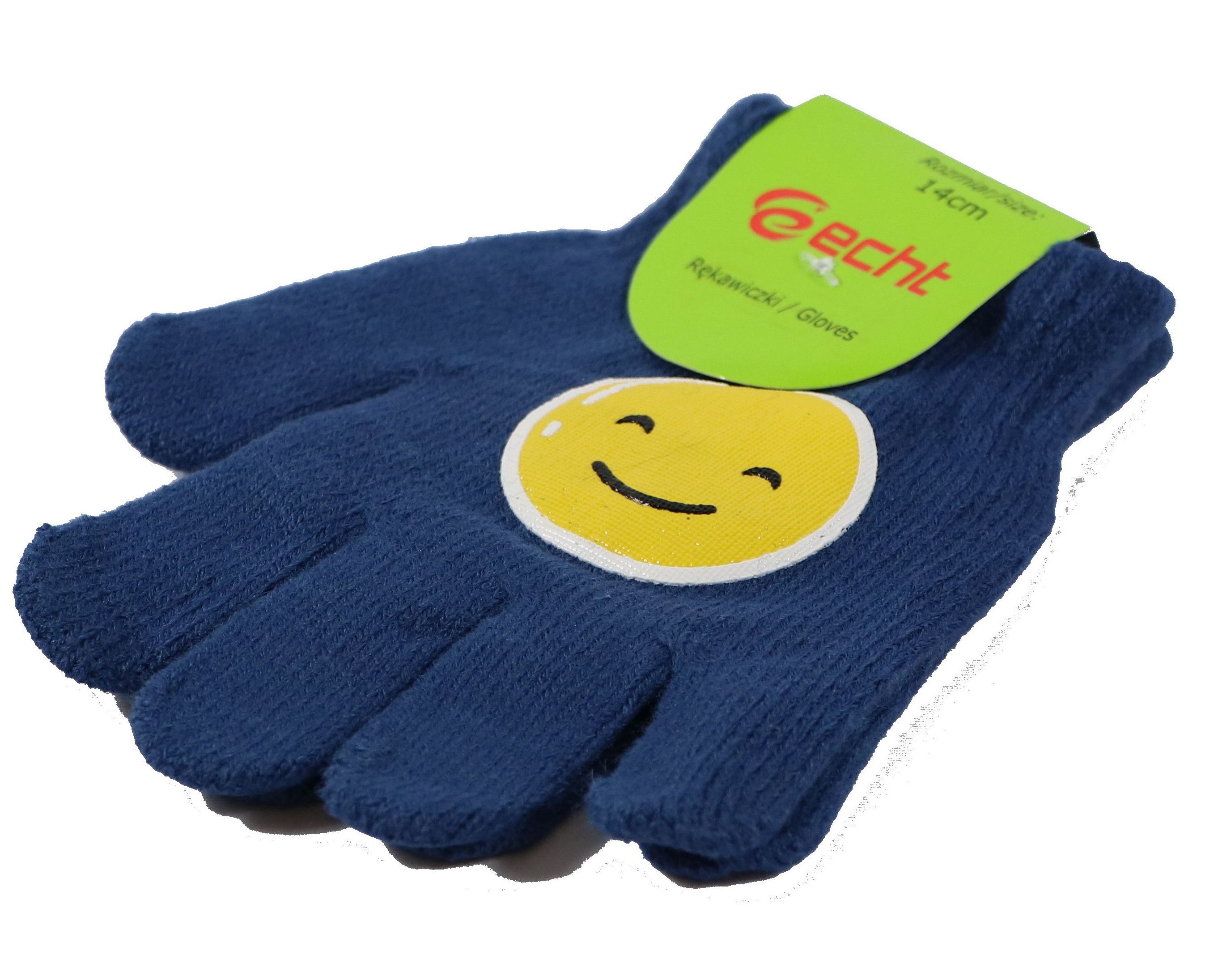 Dětské pletené prstové rukavice B-S smajlík modrá