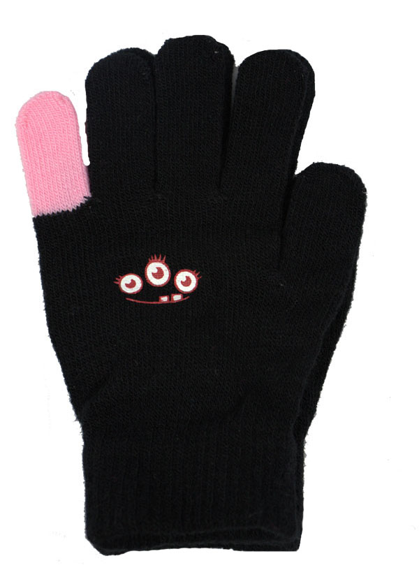 Dětské pletené prstové rukavice MS007 černo-růžová Barva: černo-růžová