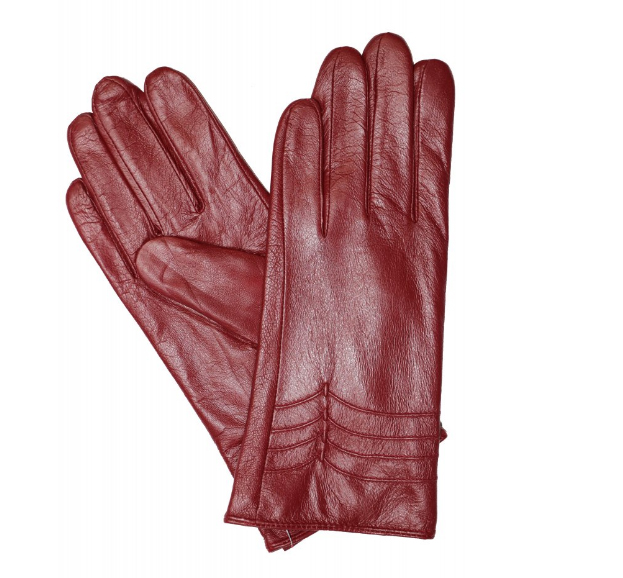 Dámské kožené rukavice B005 Barva: vínová, Velikost: XL