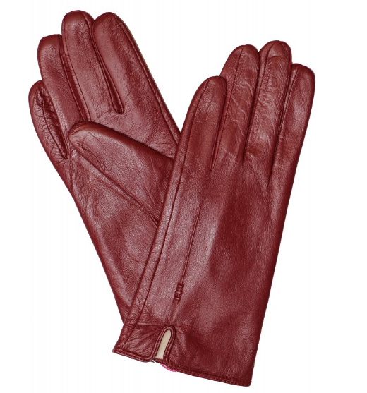 Dámské kožené rukavice B007 Barva: vínová, Velikost: XL