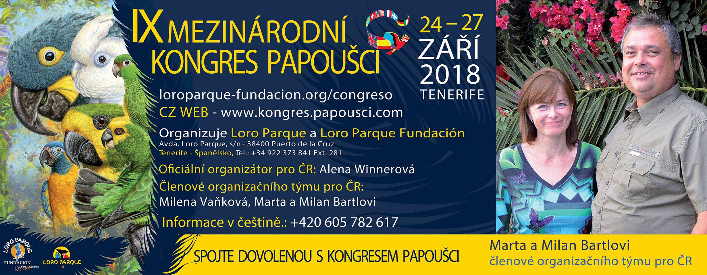 Mezinárodní kongres Papoušci 2018, Loro Parque, Tenerife, 24. 9. - 27. 9. 2018