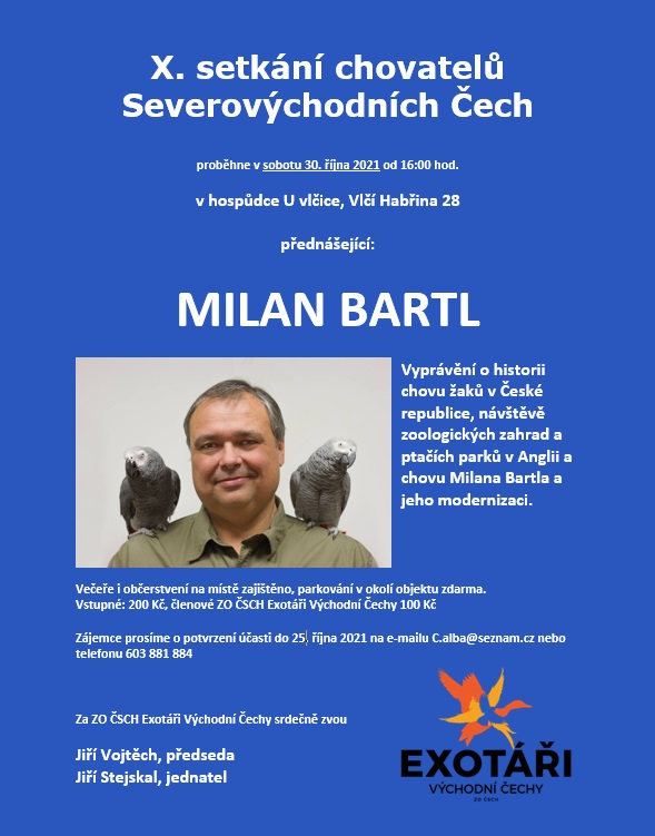 10. setkání chovatelů Severovýchodních Čech s přednáškami Milana Bartla.