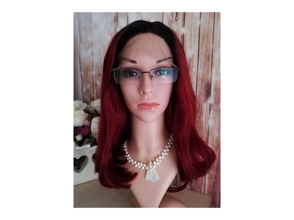 Susanne - lace front - ombre černá červená bordó paruka