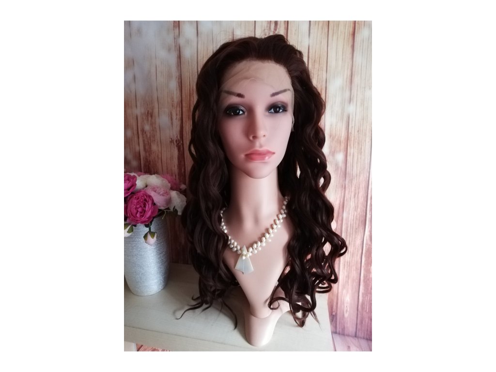 Andrea - lace front hnědá vlnitá paruka