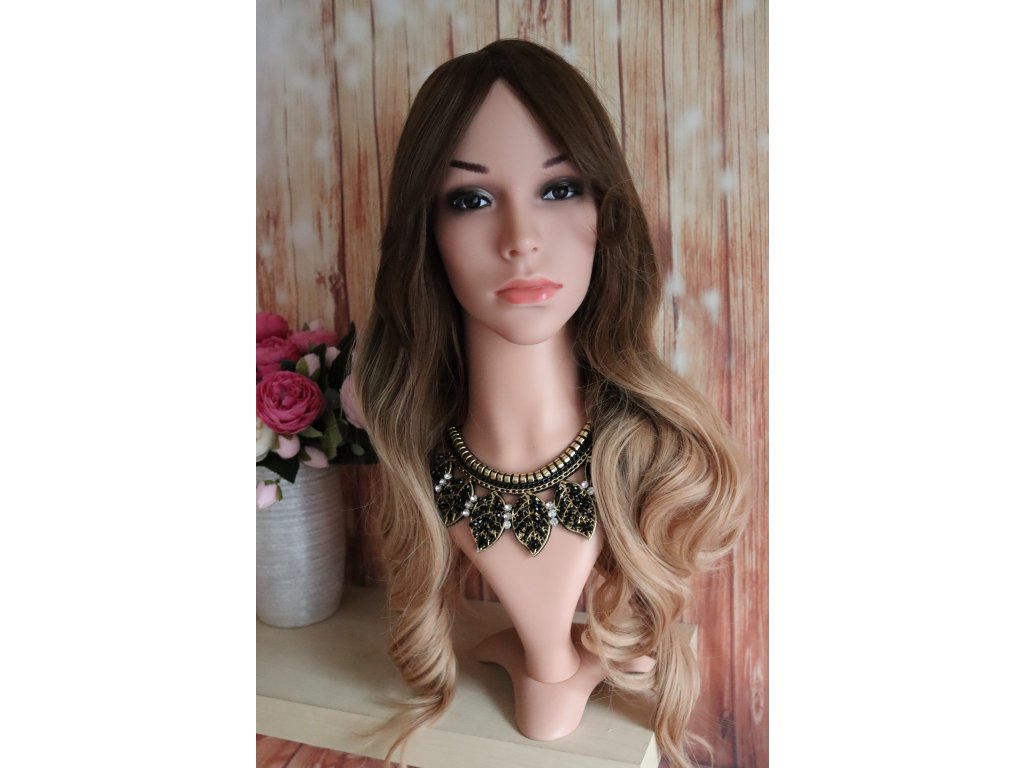 Claire - dlouhá vlnitá ombre hnědá paruka