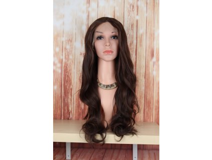 Serena - lace front hnědá vlnitá paruka