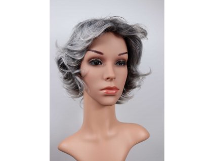 Elena - krátká šedá s černým melírem paruka