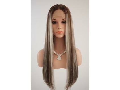 Brigitte - lace front hnědá blond paruka