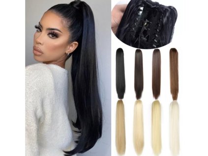 Příčeskový cop na štipci - černý - 1