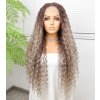 Elvina - dlouhá lace front blond hnědá s melirem kudrnata paruka