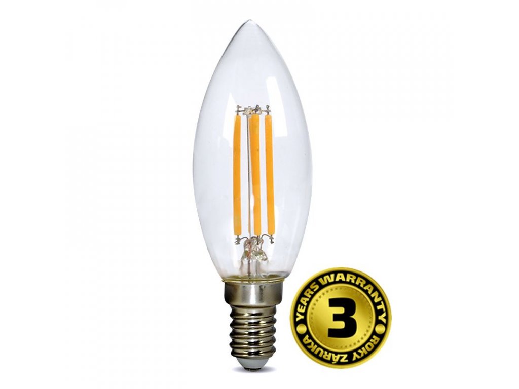 Solight LED žárovka retro, svíčka 4W, E14, 3000K, 360°, 440lm