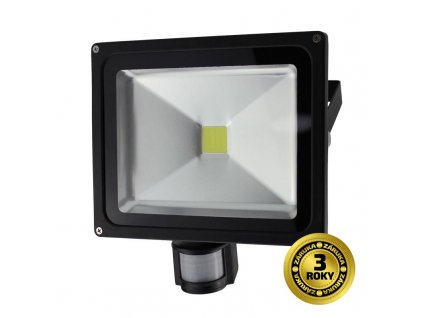 Solight LED venkovní reflektor, 30W, 2400lm, AC 230V, černá, se senzorem