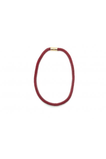 Ručně vyráběný náhrdelník z českých kamenů rubínově červené barvy. Vlastnosti: barva červená, obvod náhrdelníku 47 cm - magnetickém zapínání.