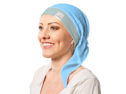 SATEK PRO ONKOLOGICKE PACIENTKY MUSELINOVY CANAVER MODRY DOBROMILA DARNADYOVA EPITA DD ZLIN 1
