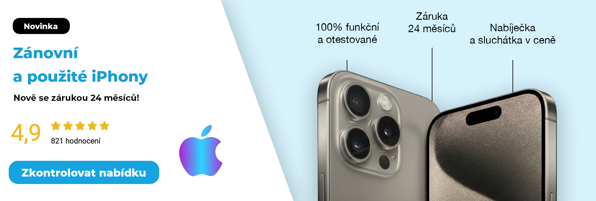 Použité iPhony s 24 měsíční zárukou.