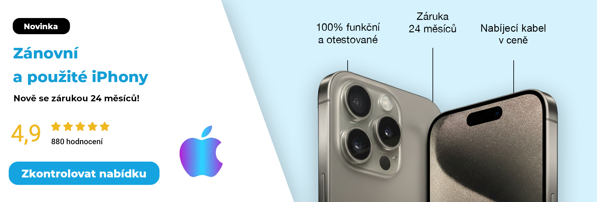 Použité iPhony s 24 měsíční zárukou.