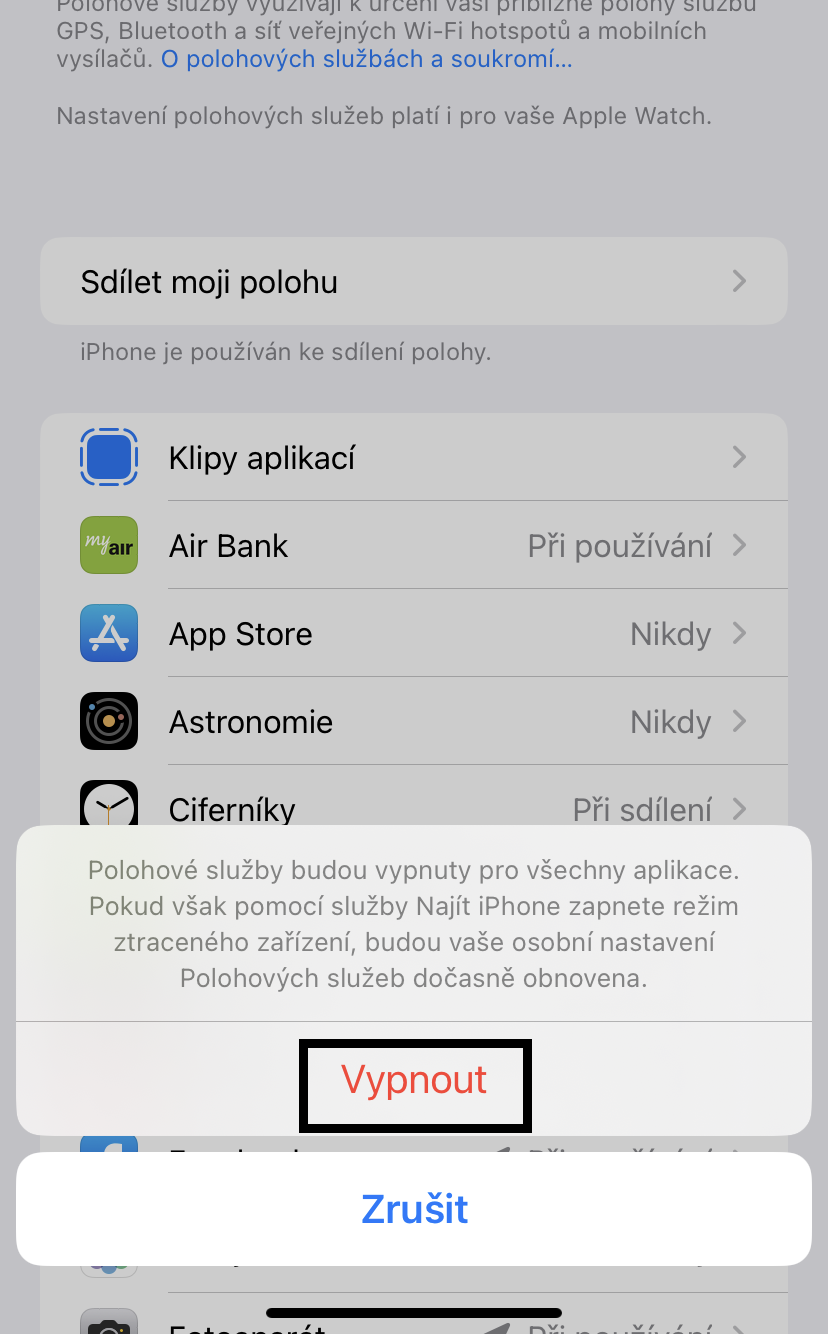 iphone polohové služby