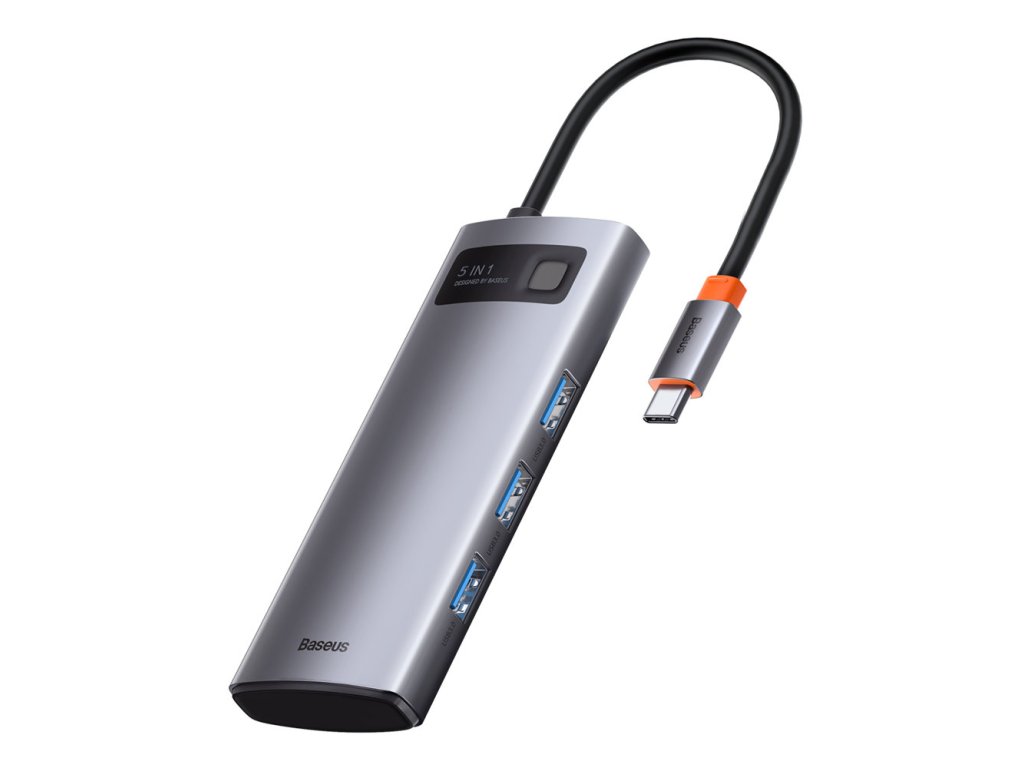 eng pl Baseus Metal Gleam Series 5 in 1 Multifunctional Type C HUB Docking Station Gray 30Hz Version Gray 81911 1