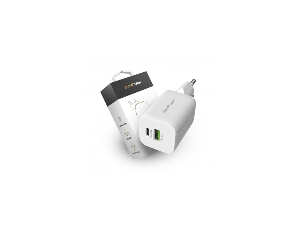 rhinotech mini dual 33w quick charger type c usb a 33w white