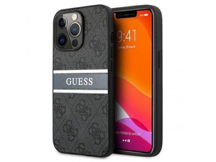 GUESS obal Grey Printed Stripe pro iPhone 13 Pro Max