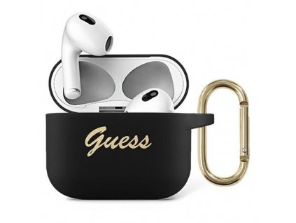 Guess silikonové pouzdro Vintage Script pro Apple Airpods Pro černé