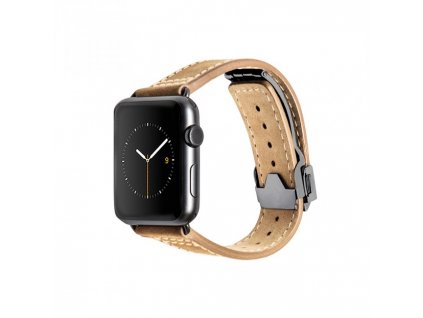 Monowear Kožený řemínek pro Apple Watch 38mm krémový