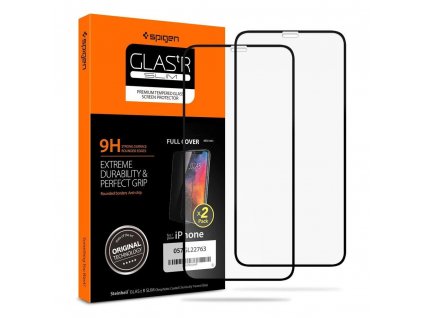 Ochranné skla 2ks Spigen FC pro iPhone X / XS / 11 Pro (Case Fit) Černé
