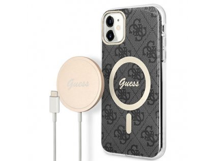 eng pl Set Guess GUBPN61H4EACSK Case Charger iPhone 11 6 1 black black hard case 4G Print MagSafe 136490 1