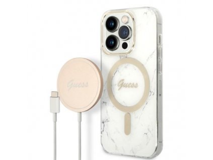 eng pm Set Guess GUBPP14LHMEACSH Case Charger iPhone 14 Pro 6 1 white white hard case Marble MagSafe 136508 1