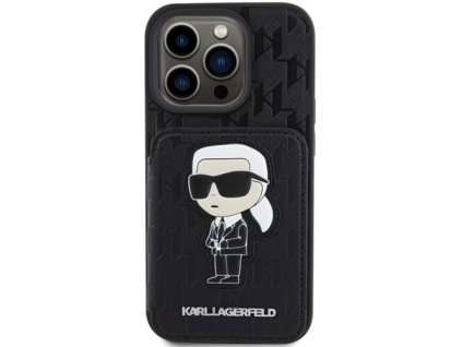 karl lagerfeld klhcp15xsakknsck apple iphone 15 pro max hardcase saffiano monogram ikonik patch black (2)