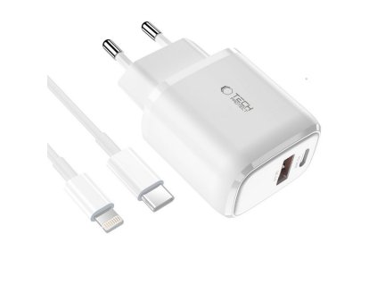 Screenshot 2025 11 26 at 13 55 23 Tech Protect C20W USB C PD 20W USB A QC 3.0 Charger with USB C Lightning Cable White Hurtel.com