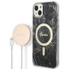 eng pl Set Guess GUBPP14SHMEACSK Case Charger iPhone 14 6 1 black black hard case Marble MagSafe 136521 1