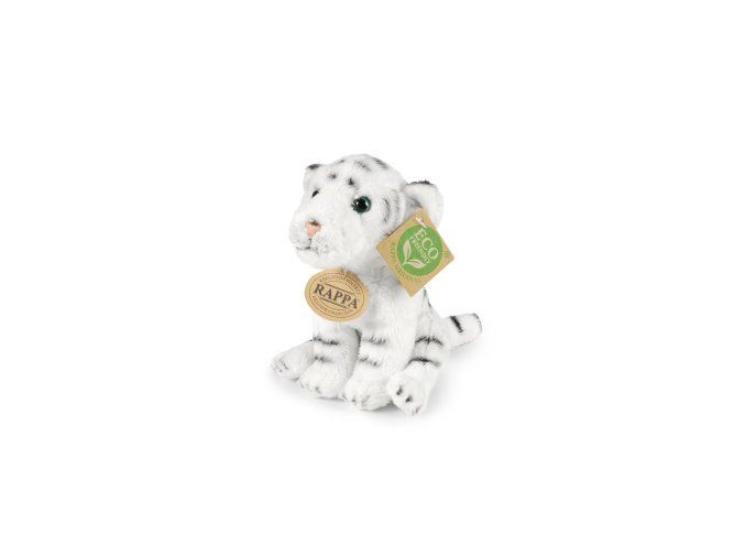 Plüss fehér tigris ülő 15 cm