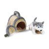 Plüss husky kutya 13 cm kennelben